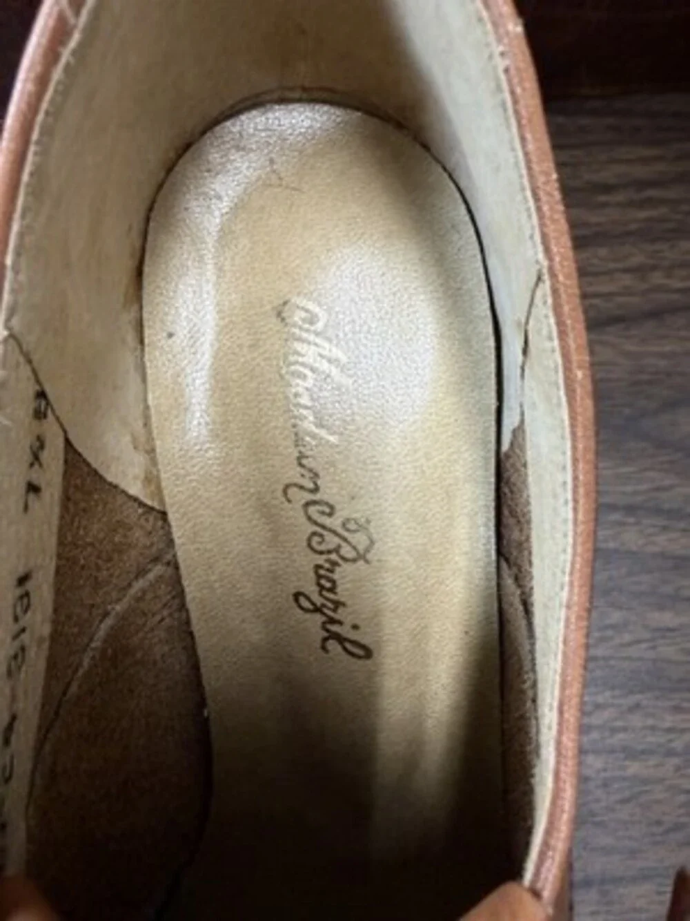 Vtg 70s Kiltie Oxford Heels Brown Leather Brogue Wingtip Grannycore 7.5B Brazil